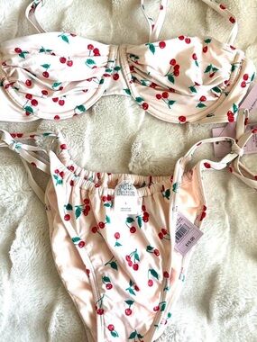 wild fable Cream Cherry Print Bikini Set